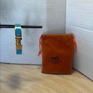 Hermes Gold and Blue Bracelet